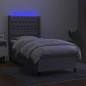 Letto a Molle Materasso e LED Grigio Chiaro 100x200 cm Tessuto Letto a Molle Materasso e LED Grigio Chiaro 100x200 cm Tessuto
