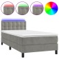 Letto a Molle Materasso e LED Grigio Chiaro 90x200 cm Velluto Letto a Molle Materasso e LED Grigio Chiaro 90x200 cm Velluto