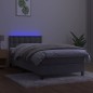 Letto a Molle Materasso e LED Grigio Chiaro 90x200 cm Velluto Letto a Molle Materasso e LED Grigio Chiaro 90x200 cm Velluto