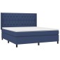 Letto a Molle con Materasso e LED Blu 160x200 cm in Tessuto