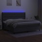 vidaXL Letto a Molle Materasso e LED Grigio Scuro 200x200cm in Tessuto vidaXL Letto a Molle Materasso e LED Grigio Scuro 200x200cm in Tessuto