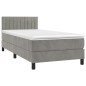 Letto a Molle Materasso e LED Grigio Chiaro 90x190 cm Velluto Letto a Molle Materasso e LED Grigio Chiaro 90x190 cm Velluto