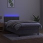 Letto a Molle Materasso e LED Grigio Chiaro 90x190 cm Velluto Letto a Molle Materasso e LED Grigio Chiaro 90x190 cm Velluto