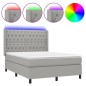 vidaXL Letto a Molle Materasso e LED Grigio Chiaro 140x190 cm Tessuto vidaXL Letto a Molle Materasso e LED Grigio Chiaro 140x190 cm Tessuto