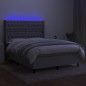 vidaXL Letto a Molle Materasso e LED Grigio Chiaro 140x190 cm Tessuto vidaXL Letto a Molle Materasso e LED Grigio Chiaro 140x190 cm Tessuto