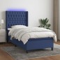 Letto a Molle con Materasso e LED Blu 90x200 cm in Tessuto Letto a Molle con Materasso e LED Blu 90x200 cm in Tessuto