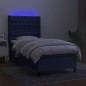 Letto a Molle con Materasso e LED Blu 90x200 cm in Tessuto Letto a Molle con Materasso e LED Blu 90x200 cm in Tessuto