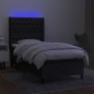 Letto a Molle con Materasso e LED Nero 90x200 cm in Tessuto Letto a Molle con Materasso e LED Nero 90x200 cm in Tessuto