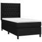 Letto a Molle con Materasso e LED Nero 90x200 cm in Tessuto Letto a Molle con Materasso e LED Nero 90x200 cm in Tessuto