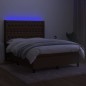 Letto a Molle Materasso e LED MarroneScuro 140x190cm in Tessuto Letto a Molle Materasso e LED MarroneScuro 140x190cm in Tessuto