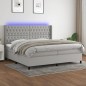 Letto a Molle Materasso e LED Grigio Chiaro 200x200 cm Tessuto Letto a Molle Materasso e LED Grigio Chiaro 200x200 cm Tessuto