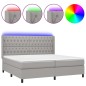 Letto a Molle Materasso e LED Grigio Chiaro 200x200 cm Tessuto Letto a Molle Materasso e LED Grigio Chiaro 200x200 cm Tessuto