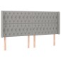 Letto a Molle Materasso e LED Grigio Chiaro 200x200 cm Tessuto Letto a Molle Materasso e LED Grigio Chiaro 200x200 cm Tessuto