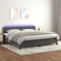 Letto a Molle con Materasso e LED Grigio Scuro 200x200 cm Letto a Molle con Materasso e LED Grigio Scuro 200x200 cm
