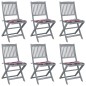 Sedie da Giardino Pieghevoli 6 pz con Cuscini Massello Acacia Sedie da Giardino Pieghevoli 6 pz con Cuscini Massello Acacia