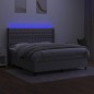 Letto a Molle Materasso e LED Grigio Chiaro 160x200 cm Tessuto Letto a Molle Materasso e LED Grigio Chiaro 160x200 cm Tessuto