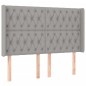 Letto a Molle Materasso e LED Grigio Chiaro 160x200 cm Tessuto Letto a Molle Materasso e LED Grigio Chiaro 160x200 cm Tessuto
