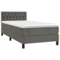 Letto a Molle con Materasso e LED Grigio Scuro 90x200cm Velluto Letto a Molle con Materasso e LED Grigio Scuro 90x200cm Velluto