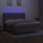 Letto a Molle con Materasso e LED Tortora 160x200 cm in Tessuto Letto a Molle con Materasso e LED Tortora 160x200 cm in Tessuto