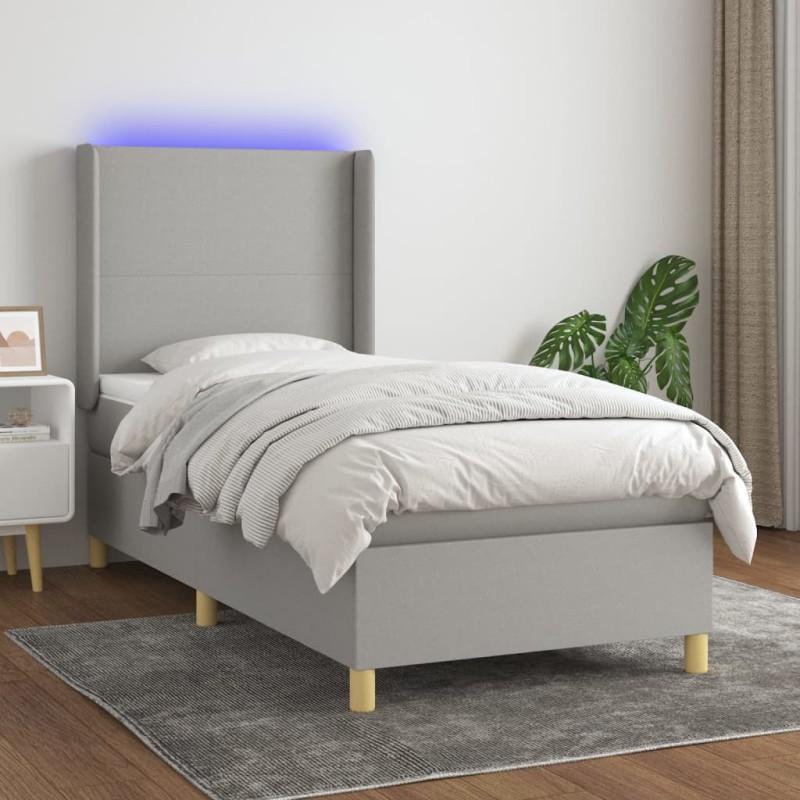 vidaXL Letto a Molle Materasso e LED Grigio Chiaro 80x200 cm Tessuto vidaXL Letto a Molle Materasso e LED Grigio Chiaro 80x200 cm Tessuto
