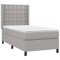 Letto a Molle Materasso e LED Grigio Chiaro 90x200 cm Tessuto Letto a Molle Materasso e LED Grigio Chiaro 90x200 cm Tessuto