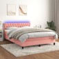 Letto a Molle con Materasso e LED Rosa 140x200 cm in Velluto Letto a Molle con Materasso e LED Rosa 140x200 cm in Velluto