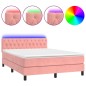 Letto a Molle con Materasso e LED Rosa 140x200 cm in Velluto Letto a Molle con Materasso e LED Rosa 140x200 cm in Velluto