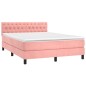 Letto a Molle con Materasso e LED Rosa 140x200 cm in Velluto Letto a Molle con Materasso e LED Rosa 140x200 cm in Velluto