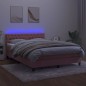 Letto a Molle con Materasso e LED Rosa 140x200 cm in Velluto Letto a Molle con Materasso e LED Rosa 140x200 cm in Velluto