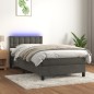 Letto a Molle con Materasso e LED Grigio Scuro 100x200 cm Letto a Molle con Materasso e LED Grigio Scuro 100x200 cm