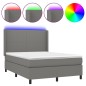 vidaXL Letto a Molle Materasso e LED Grigio Scuro 140x200cm in Tessuto