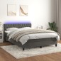 Letto a Molle con Materasso e LED Grigio Scuro 140x190 cm Letto a Molle con Materasso e LED Grigio Scuro 140x190 cm