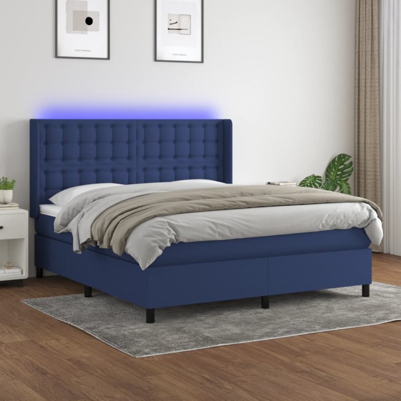 vidaXL Letto a Molle con Materasso e LED Blu 180x200 cm in Tessuto vidaXL Letto a Molle con Materasso e LED Blu 180x200 cm in Tessuto