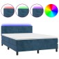 vidaXL Letto a Molle con Materasso e LED Blu Scuro 140x190 cm vidaXL Letto a Molle con Materasso e LED Blu Scuro 140x190 cm