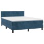 vidaXL Letto a Molle con Materasso e LED Blu Scuro 140x190 cm vidaXL Letto a Molle con Materasso e LED Blu Scuro 140x190 cm