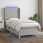 Letto a Molle Materasso e LED Grigio Chiaro 100x200 cm Tessuto Letto a Molle Materasso e LED Grigio Chiaro 100x200 cm Tessuto