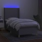 Letto a Molle Materasso e LED Grigio Chiaro 100x200 cm Tessuto Letto a Molle Materasso e LED Grigio Chiaro 100x200 cm Tessuto