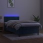 vidaXL Letto a Molle con Materasso e LED Blu Scuro 100x200 cm vidaXL Letto a Molle con Materasso e LED Blu Scuro 100x200 cm
