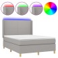 vidaXL Letto a Molle Materasso e LED Grigio Chiaro 140x200 cm Tessuto vidaXL Letto a Molle Materasso e LED Grigio Chiaro 140x200 cm Tessuto
