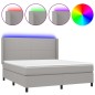 Letto a Molle Materasso e LED Grigio Chiaro 160x200 cm Tessuto Letto a Molle Materasso e LED Grigio Chiaro 160x200 cm Tessuto
