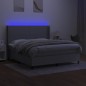 Letto a Molle Materasso e LED Grigio Chiaro 160x200 cm Tessuto Letto a Molle Materasso e LED Grigio Chiaro 160x200 cm Tessuto