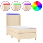Letto a Molle con Materasso e LED Crema 100x200cm in Tessuto Letto a Molle con Materasso e LED Crema 100x200cm in Tessuto