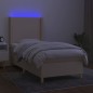 Letto a Molle con Materasso e LED Crema 100x200cm in Tessuto Letto a Molle con Materasso e LED Crema 100x200cm in Tessuto