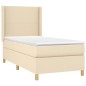 Letto a Molle con Materasso e LED Crema 100x200cm in Tessuto Letto a Molle con Materasso e LED Crema 100x200cm in Tessuto