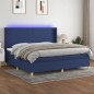 Letto a Molle Materasso e LED Blu 200x200cm in Tessuto Letto a Molle Materasso e LED Blu 200x200cm in Tessuto