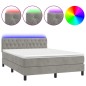 vidaXL Letto a Molle Materasso e LED Grigio Chiaro 140x200 cm Velluto