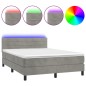 Letto a Molle Materasso e LED Grigio Chiaro 140x200 cm Velluto Letto a Molle Materasso e LED Grigio Chiaro 140x200 cm Velluto