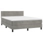 Letto a Molle Materasso e LED Grigio Chiaro 140x200 cm Velluto Letto a Molle Materasso e LED Grigio Chiaro 140x200 cm Velluto