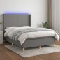 Letto a Molle Materasso e LED Grigio Scuro 140x200cm in Tessuto Letto a Molle Materasso e LED Grigio Scuro 140x200cm in Tessuto