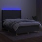 Letto a Molle Materasso e LED Grigio Scuro 140x200cm in Tessuto Letto a Molle Materasso e LED Grigio Scuro 140x200cm in Tessuto